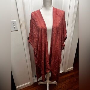 Free People All Tous Duster Sequin Kimono Wrap Pink Rose One Size